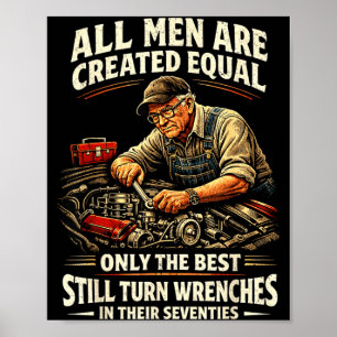 Póster Cumpleaños 70 hombre llaves antiguas mecánico vint