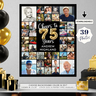 Póster Cumpleaños 75: 39 años de Collage de fotos Saludos