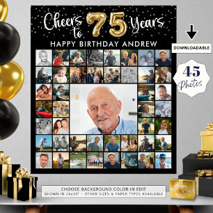 Póster Cumpleaños 75: 45 años de Collage de fotos Saludos