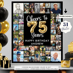 Póster Cumpleaños 75 51 Collages de fotos Saludos a 75 añ