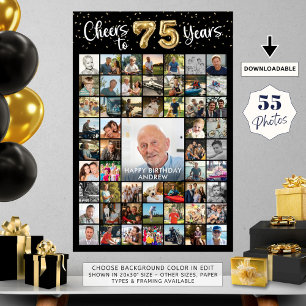 Póster Cumpleaños 75 55 Collages de fotos Saludos a 75 añ