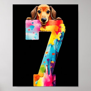 Póster Cumpleaños 7 Años Dachshund Perro