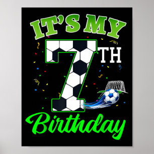 Póster Cumpleaños 7 Fútbol Niño Niña Deportes Fútbol Infa