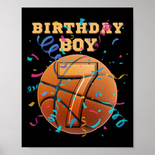 Póster Cumpleaños 7 Niño Siete 7 Años Sketll Jugadores