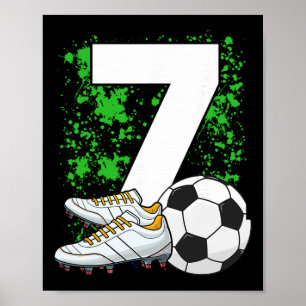Póster Cumpleaños 7 niños 7 años jugador fútbol cumpleaño