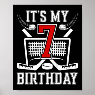 Póster Cumpleaños 7 niños Hockey sobre hielo Niño 7 años