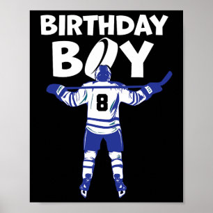 Póster Cumpleaños 8 Hockey sobre hielo Niño de 8 años de 