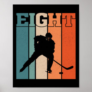Póster Cumpleaños 8 Retro Hockey sobre Hielo Niño 8 Años 
