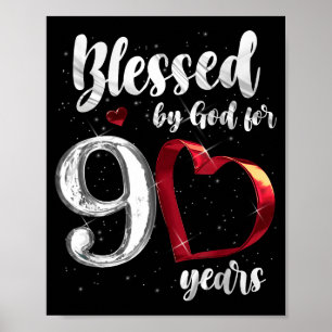 Póster Cumpleaños 90 Bendecido Por Dios Durante 90 Años C