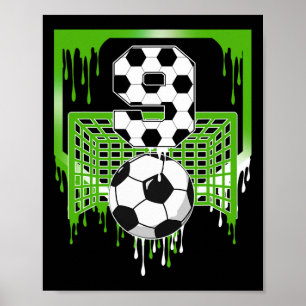 Póster Cumpleaños 9 Fútbol Helado Goteo 9 Años Parte