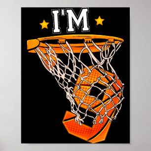 Póster Cumpleaños 9 niños baloncesto 9 niño niña 6to b t