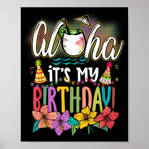 Póster Cumpleaños Aloha Hawaiano Playas Aloha Hawái