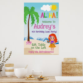 Póster Cumpleaños Aloha Luau
