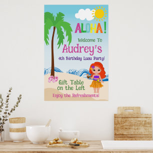 Póster Cumpleaños Aloha Luau