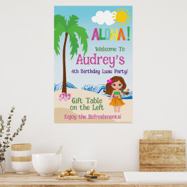 Póster Cumpleaños Aloha Luau