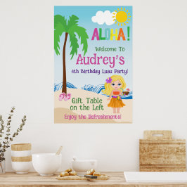 Póster Cumpleaños Aloha Luau