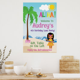 Póster Cumpleaños Aloha Luau