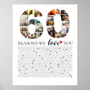Póster cumpleaños aniversario 60 razones por las que te a