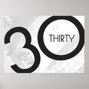 Póster Cumpleaños blanco de 30 décadas