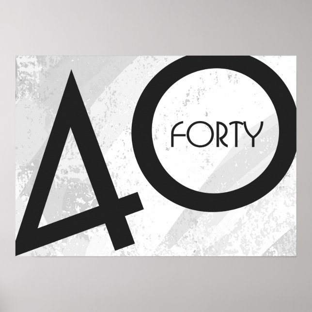 Póster Cumpleaños blanco de 40 décadas (Frente)