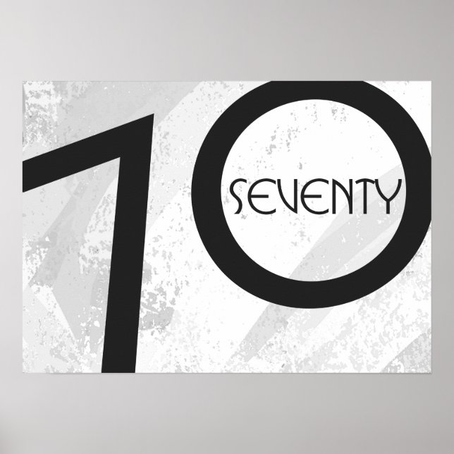 Póster Cumpleaños blanco de 70 décadas (Frente)