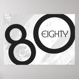 Póster Cumpleaños blanco de 80 décadas