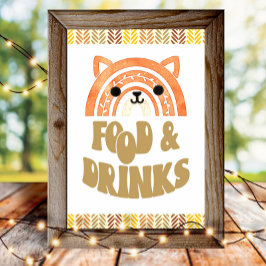 Póster Cumpleaños Boho Woodland Fox Comida y Bebidas 4x6