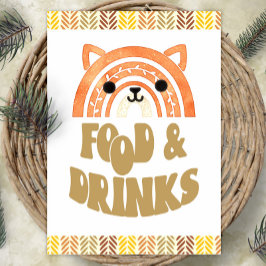 Póster Cumpleaños Boho Woodland Fox Comida y Bebidas 5x7