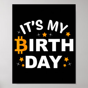 Póster Cumpleaños Btc Cripto Cumpleaños Bitcoin Cumpleaño