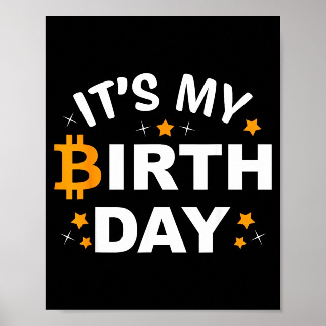 Póster Cumpleaños Btc Cripto Cumpleaños Bitcoin Cumpleaño (Frente)