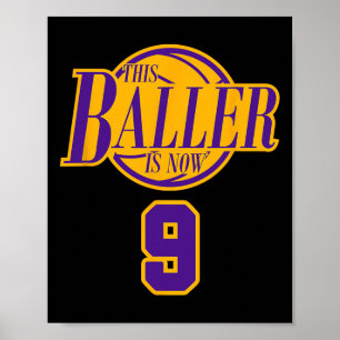 Póster Cumpleaños Bysketbyll Byller Purple De 9 Años Y
