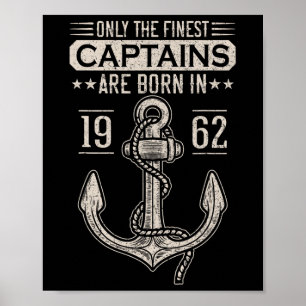 Póster Cumpleaños Capitán de Barco Nacido En 1962 60 Años