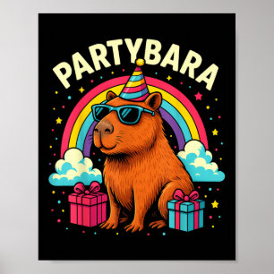 Póster Cumpleaños Capybara Tee Para Niños Divertidos Part