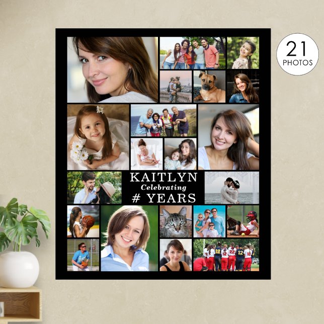 Póster Cumpleaños Colaje de Fotos Personalizado Simple 21 (Subido por el creador)
