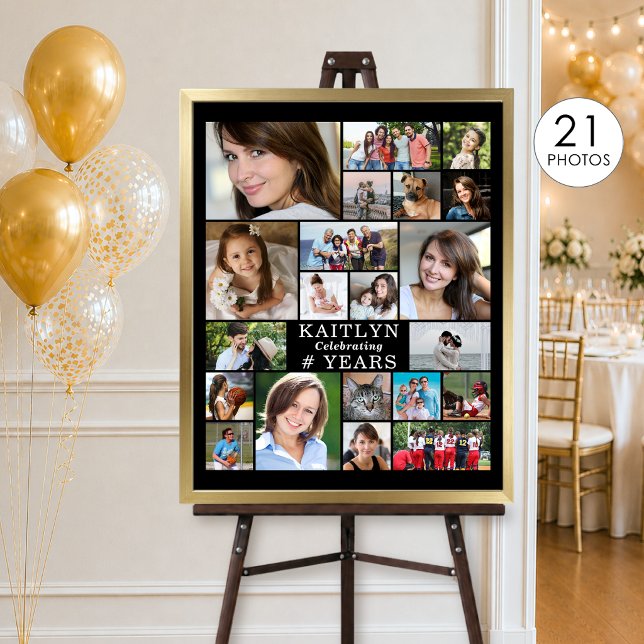 Póster Cumpleaños Colaje de Fotos Personalizado Simple 21 (Subido por el creador)