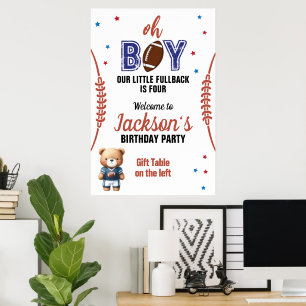 Póster Cumpleaños con tema de fútbol Oh Boy