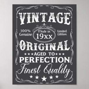 Póster Cumpleaños D Vintage Envejecido A La Perfección