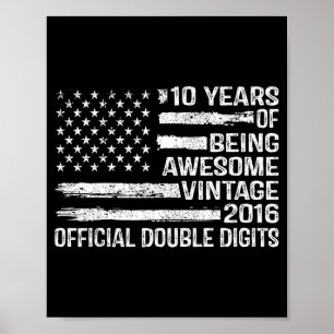 Póster cumpleaños de 10 años doble dígito cumpleaños 10º 