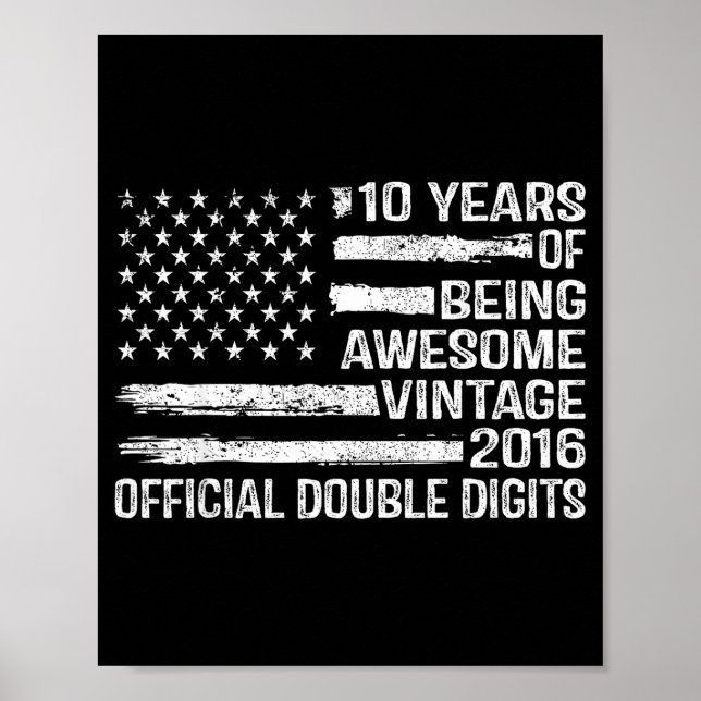 Póster cumpleaños de 10 años doble dígito cumpleaños 10º  (Frente)