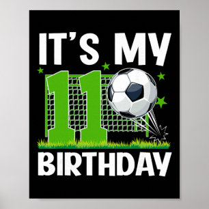 Póster Cumpleaños de 11 años temática de fútbol Es mi cum