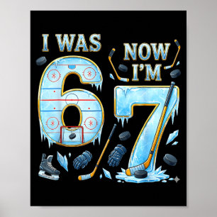 Póster Cumpleaños de 7 años era 6 7 Divertido Hockey sobr