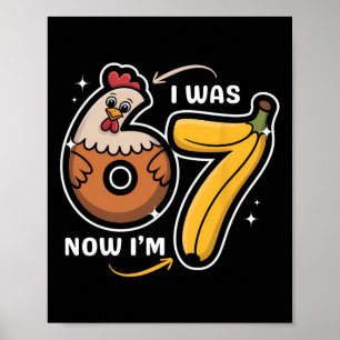 Póster Cumpleaños de 7 años Era 6 Ahora soy 7 Pollo Nana
