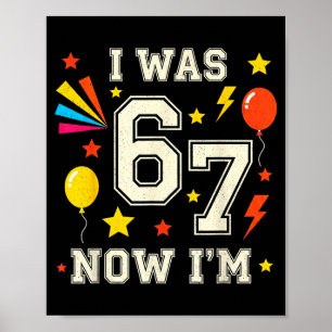 Póster Cumpleaños de 7 años Era 6 ahora tengo 7 67 Niño D