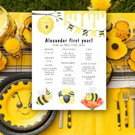Póster Cumpleaños de abeja primer hito de cumpleaños