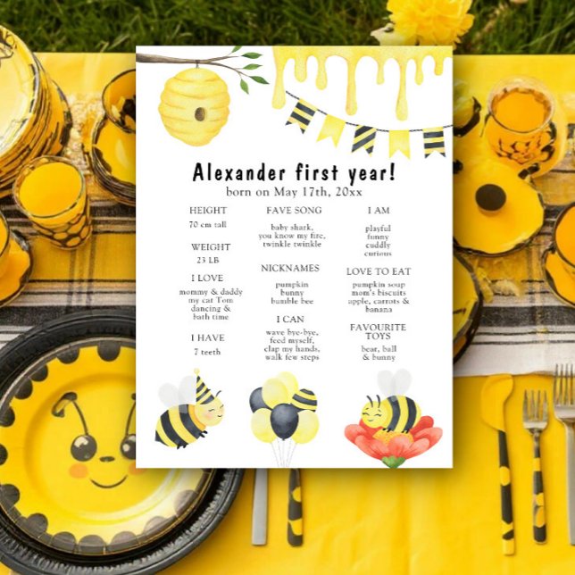 Póster Cumpleaños de abeja primer hito de cumpleaños (Subido por el creador)