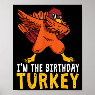 Póster Cumpleaños de Acción de Gracias Divertido Cumpleañ