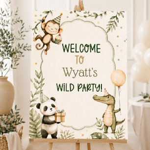 Póster Cumpleaños de Animal de la Jungla Safari   Animale