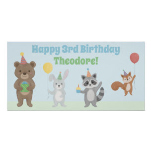Póster Cumpleaños de Animales de Fiesta