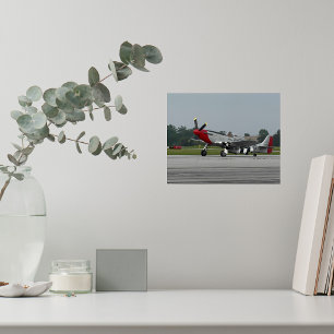 Póster Cumpleaños de Aviación Avión Antiguo P-51 Mustang