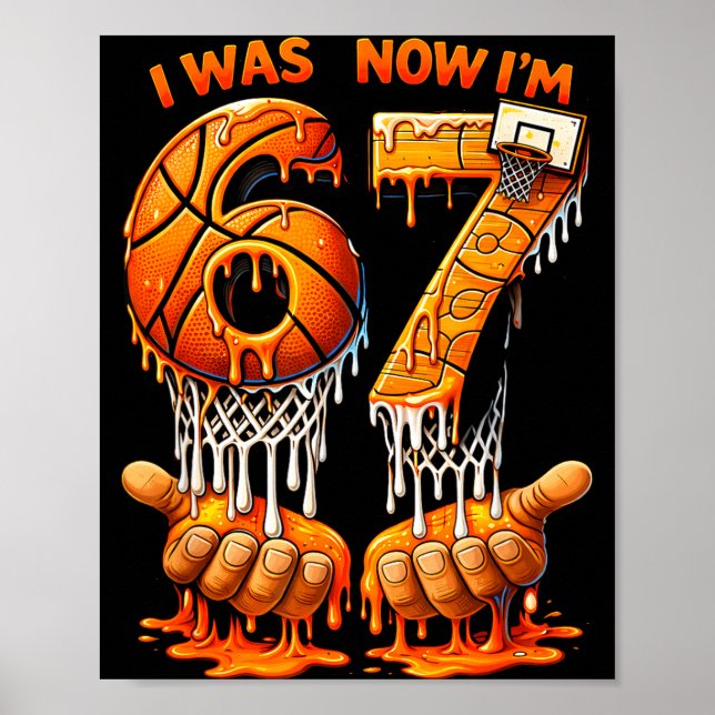Póster Cumpleaños de baloncesto 6 7 fue 6 7 meme cumpleañ (Frente)
